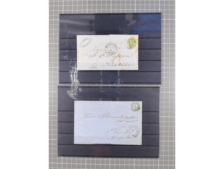 1850/71, ungebrauchter und gestempelte aber Sammlungsbestand in 2 Karteikästen, dabei auch viele Briefe, farbige Stempel, Ein