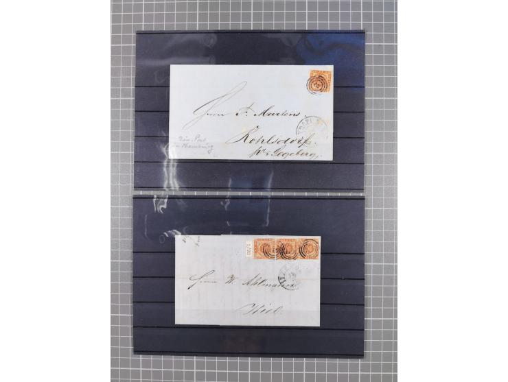 1850/71, ungebrauchter und gestempelte aber Sammlungsbestand in 2 Karteikästen, dabei auch viele Briefe, farbige Stempel, Ein