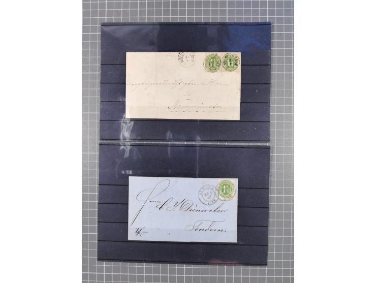 1850/71, ungebrauchter und gestempelte aber Sammlungsbestand in 2 Karteikästen, dabei auch viele Briefe, farbige Stempel, Ein