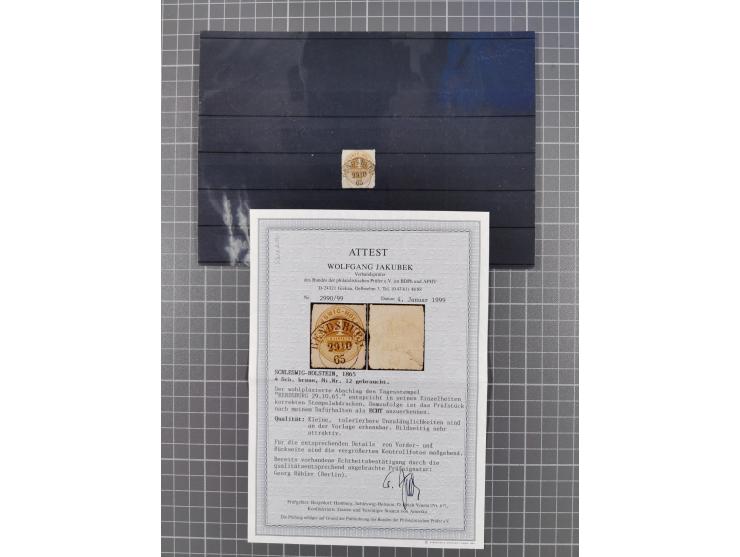 1850/71, ungebrauchter und gestempelte aber Sammlungsbestand in 2 Karteikästen, dabei auch viele Briefe, farbige Stempel, Ein