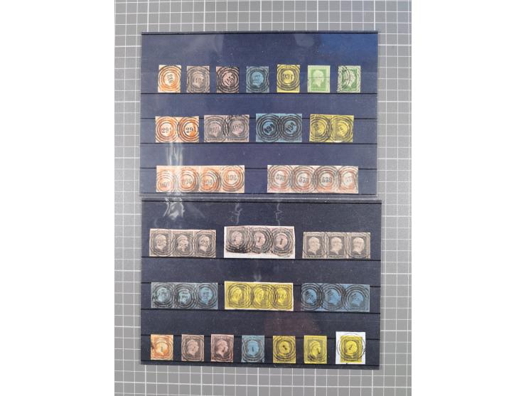 1850/71, ungebrauchter und gestempelte aber Sammlungsbestand in 2 Karteikästen, dabei auch viele Briefe, farbige Stempel, Ein