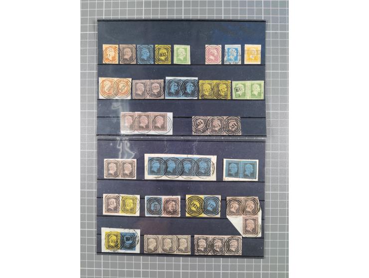 1850/71, ungebrauchter und gestempelte aber Sammlungsbestand in 2 Karteikästen, dabei auch viele Briefe, farbige Stempel, Ein