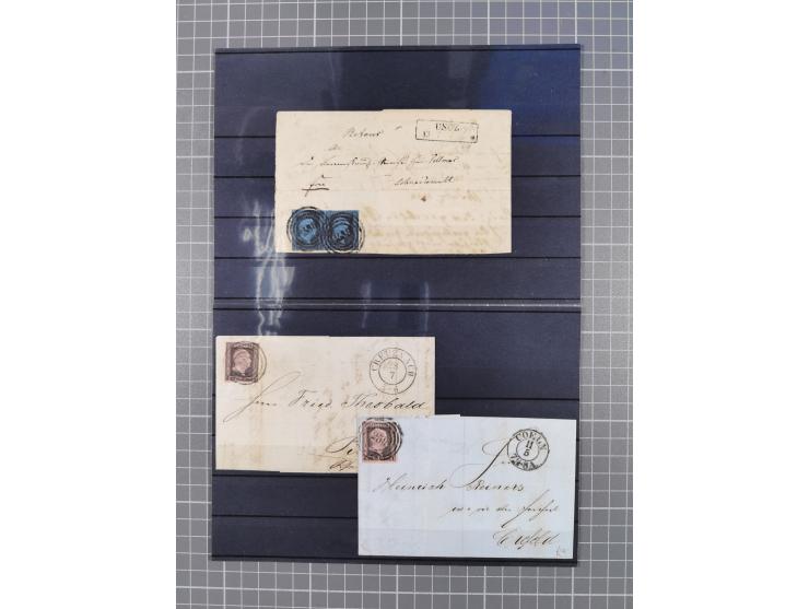 1850/71, ungebrauchter und gestempelte aber Sammlungsbestand in 2 Karteikästen, dabei auch viele Briefe, farbige Stempel, Ein