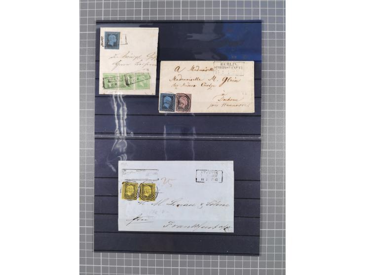 1850/71, ungebrauchter und gestempelte aber Sammlungsbestand in 2 Karteikästen, dabei auch viele Briefe, farbige Stempel, Ein
