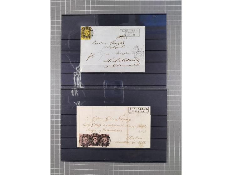 1850/71, ungebrauchter und gestempelte aber Sammlungsbestand in 2 Karteikästen, dabei auch viele Briefe, farbige Stempel, Ein