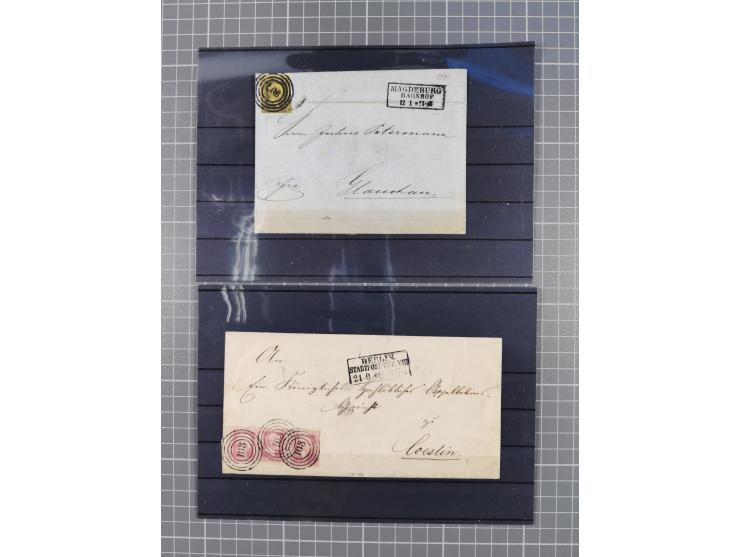 1850/71, ungebrauchter und gestempelte aber Sammlungsbestand in 2 Karteikästen, dabei auch viele Briefe, farbige Stempel, Ein
