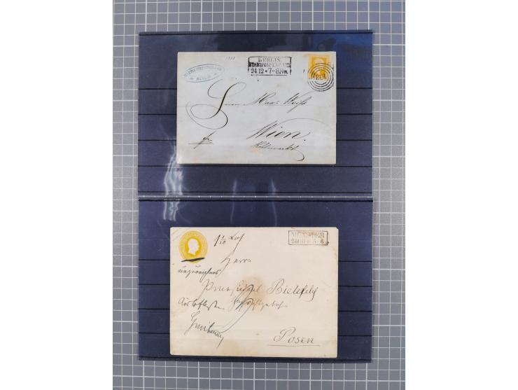 1850/71, ungebrauchter und gestempelte aber Sammlungsbestand in 2 Karteikästen, dabei auch viele Briefe, farbige Stempel, Ein