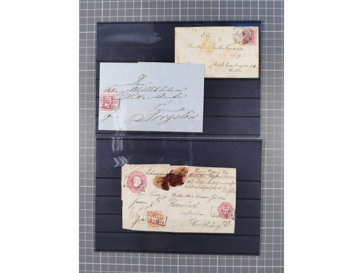 1850/71, ungebrauchter und gestempelte aber Sammlungsbestand in 2 Karteikästen, dabei auch viele Briefe, farbige Stempel, Ein