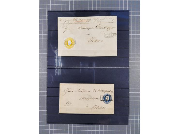 1850/71, ungebrauchter und gestempelte aber Sammlungsbestand in 2 Karteikästen, dabei auch viele Briefe, farbige Stempel, Ein