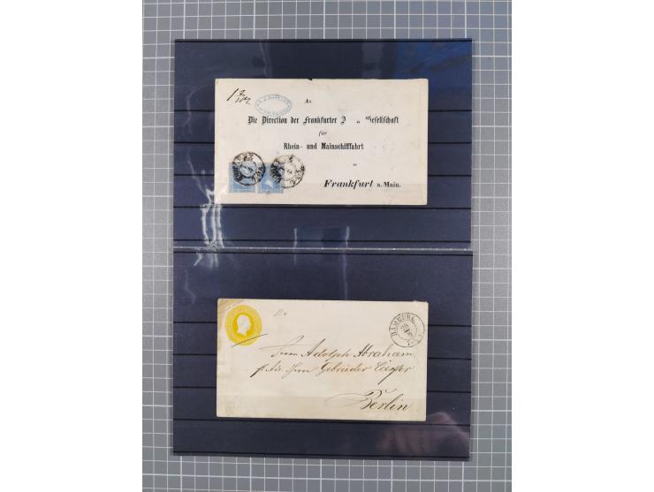 1850/71, ungebrauchter und gestempelte aber Sammlungsbestand in 2 Karteikästen, dabei auch viele Briefe, farbige Stempel, Ein