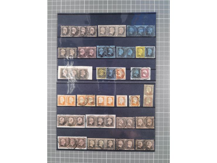 1850/71, ungebrauchter und gestempelte aber Sammlungsbestand in 2 Karteikästen, dabei auch viele Briefe, farbige Stempel, Ein