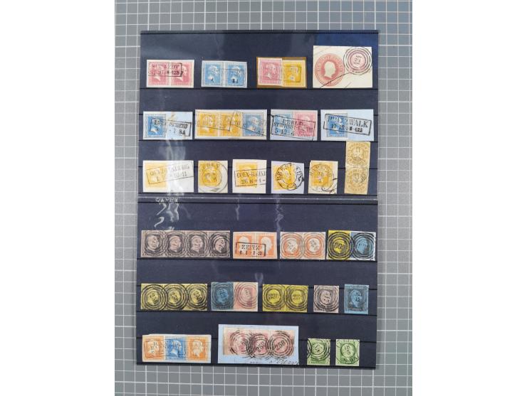 1850/71, ungebrauchter und gestempelte aber Sammlungsbestand in 2 Karteikästen, dabei auch viele Briefe, farbige Stempel, Ein
