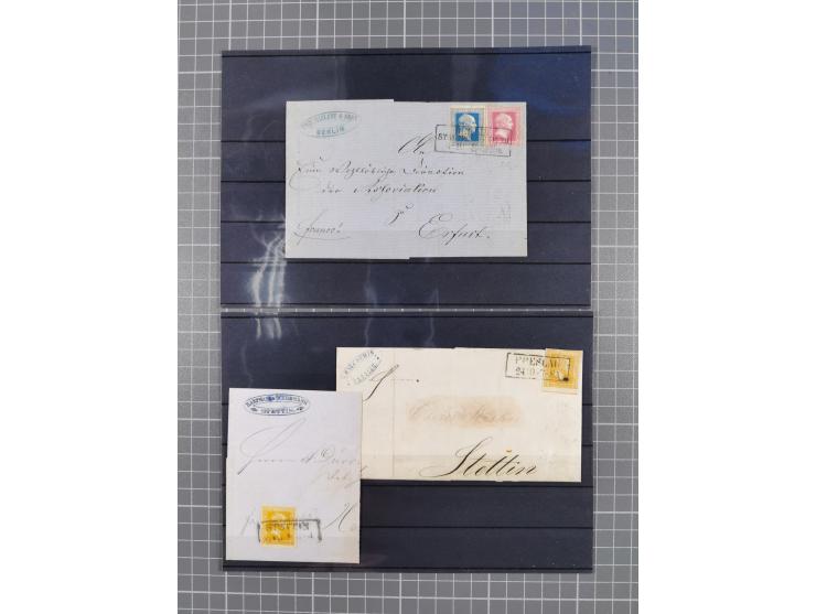 1850/71, ungebrauchter und gestempelte aber Sammlungsbestand in 2 Karteikästen, dabei auch viele Briefe, farbige Stempel, Ein
