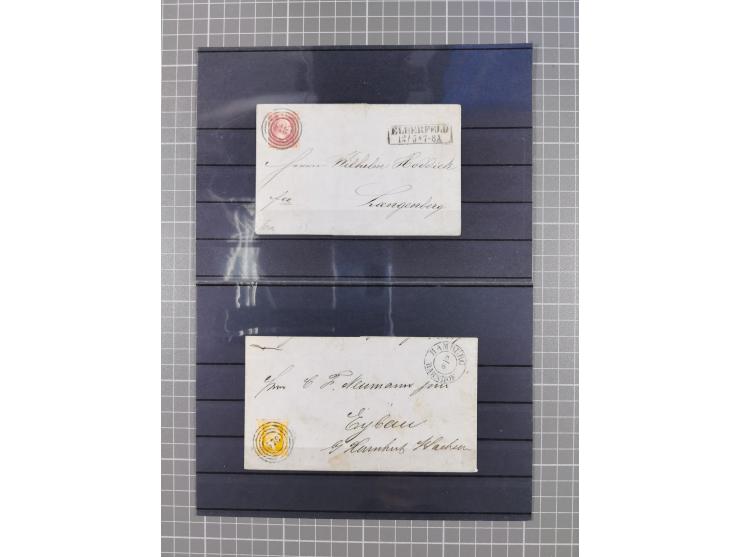 1850/71, ungebrauchter und gestempelte aber Sammlungsbestand in 2 Karteikästen, dabei auch viele Briefe, farbige Stempel, Ein