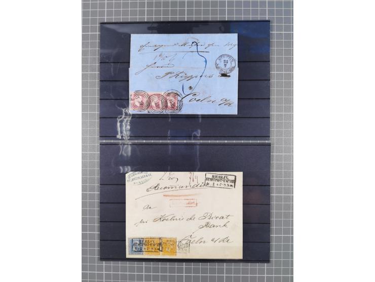 1850/71, ungebrauchter und gestempelte aber Sammlungsbestand in 2 Karteikästen, dabei auch viele Briefe, farbige Stempel, Ein