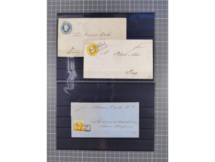 1850/71, ungebrauchter und gestempelte aber Sammlungsbestand in 2 Karteikästen, dabei auch viele Briefe, farbige Stempel, Ein