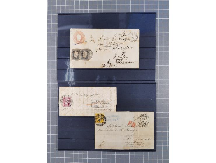 1850/71, ungebrauchter und gestempelte aber Sammlungsbestand in 2 Karteikästen, dabei auch viele Briefe, farbige Stempel, Ein