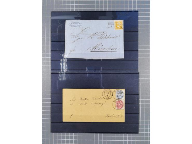 1850/71, ungebrauchter und gestempelte aber Sammlungsbestand in 2 Karteikästen, dabei auch viele Briefe, farbige Stempel, Ein