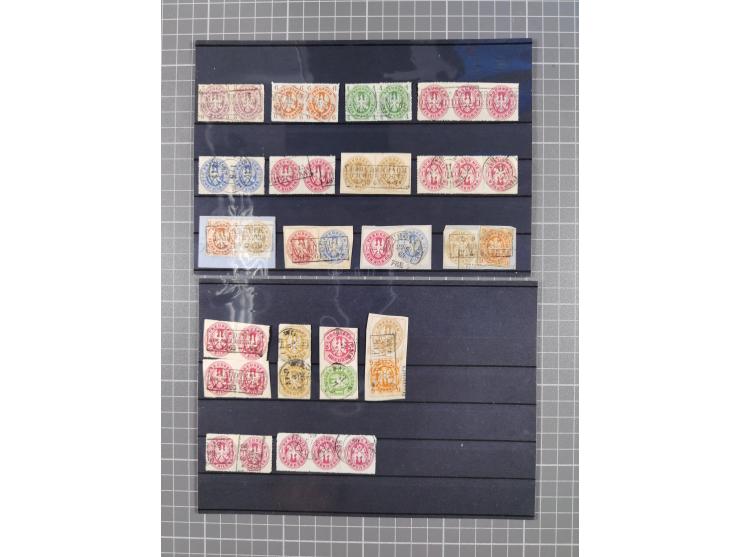 1850/71, ungebrauchter und gestempelte aber Sammlungsbestand in 2 Karteikästen, dabei auch viele Briefe, farbige Stempel, Ein