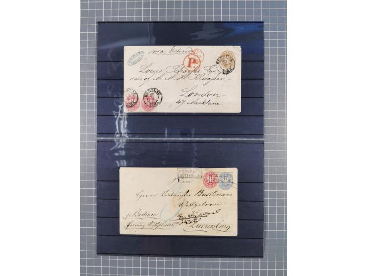 1850/71, ungebrauchter und gestempelte aber Sammlungsbestand in 2 Karteikästen, dabei auch viele Briefe, farbige Stempel, Ein