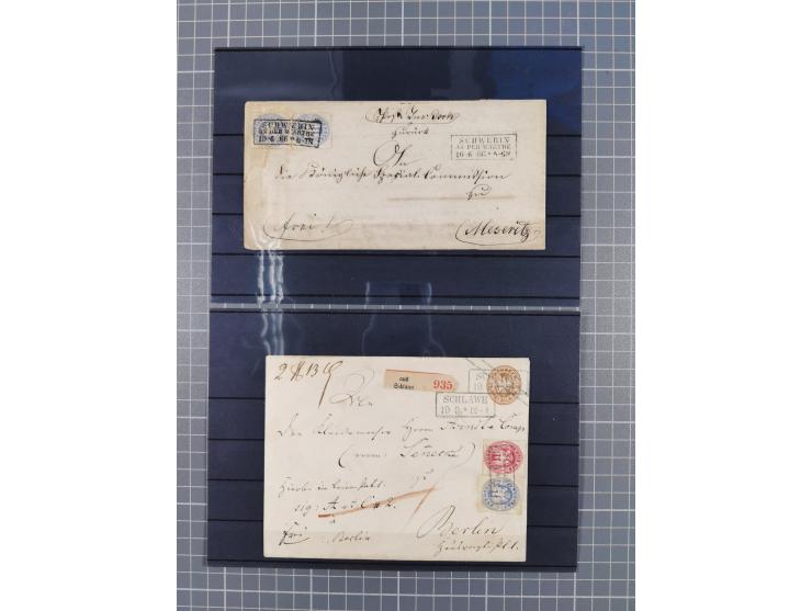 1850/71, ungebrauchter und gestempelte aber Sammlungsbestand in 2 Karteikästen, dabei auch viele Briefe, farbige Stempel, Ein