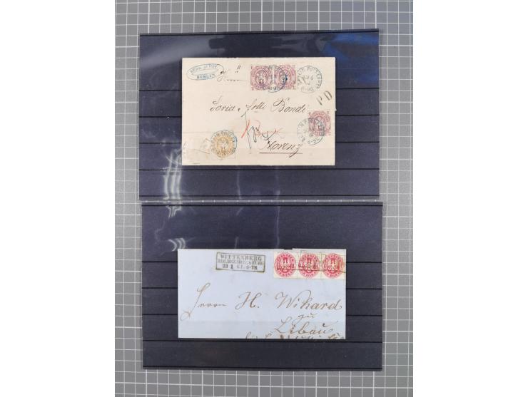 1850/71, ungebrauchter und gestempelte aber Sammlungsbestand in 2 Karteikästen, dabei auch viele Briefe, farbige Stempel, Ein