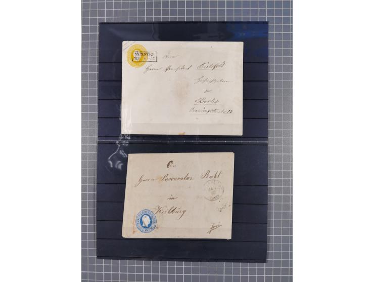 1850/71, ungebrauchter und gestempelte aber Sammlungsbestand in 2 Karteikästen, dabei auch viele Briefe, farbige Stempel, Ein