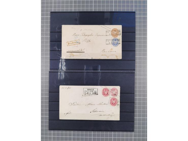 1850/71, ungebrauchter und gestempelte aber Sammlungsbestand in 2 Karteikästen, dabei auch viele Briefe, farbige Stempel, Ein