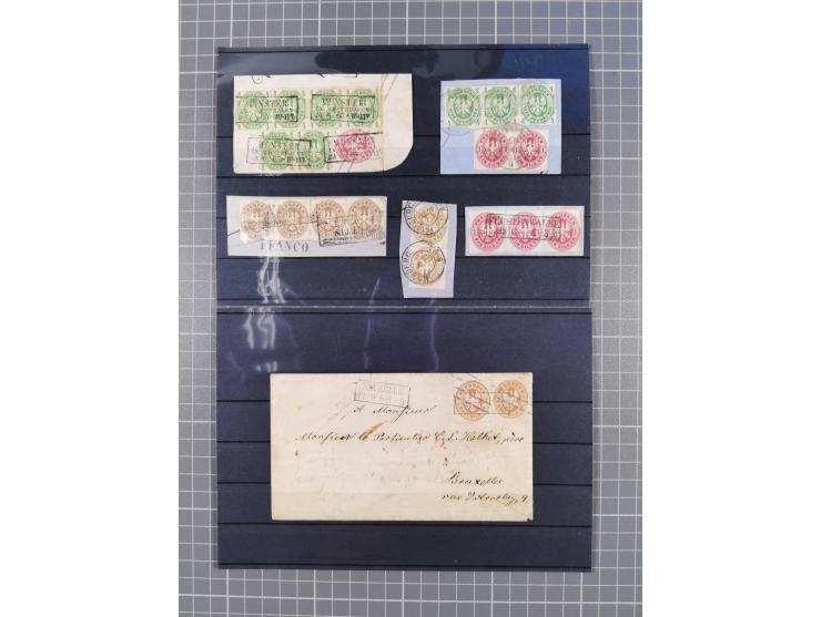 1850/71, ungebrauchter und gestempelte aber Sammlungsbestand in 2 Karteikästen, dabei auch viele Briefe, farbige Stempel, Ein