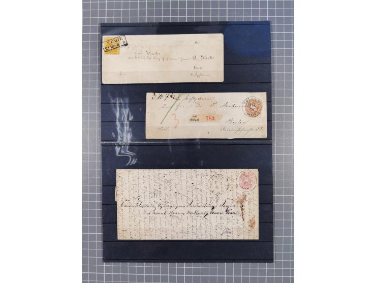 1850/71, ungebrauchter und gestempelte aber Sammlungsbestand in 2 Karteikästen, dabei auch viele Briefe, farbige Stempel, Ein