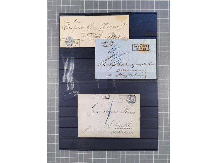 1850/71, ungebrauchter und gestempelte aber Sammlungsbestand in 2 Karteikästen, dabei auch viele Briefe, farbige Stempel, Ein