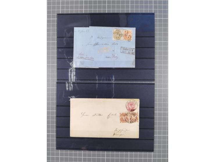 1850/71, ungebrauchter und gestempelte aber Sammlungsbestand in 2 Karteikästen, dabei auch viele Briefe, farbige Stempel, Ein