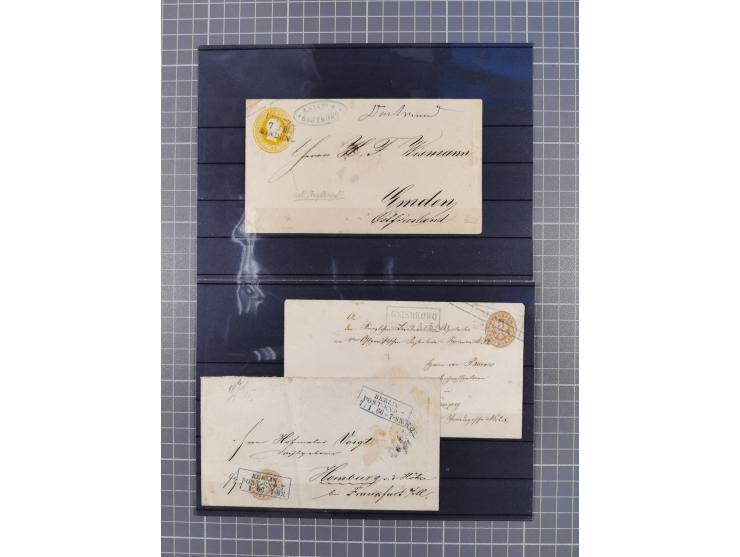 1850/71, ungebrauchter und gestempelte aber Sammlungsbestand in 2 Karteikästen, dabei auch viele Briefe, farbige Stempel, Ein