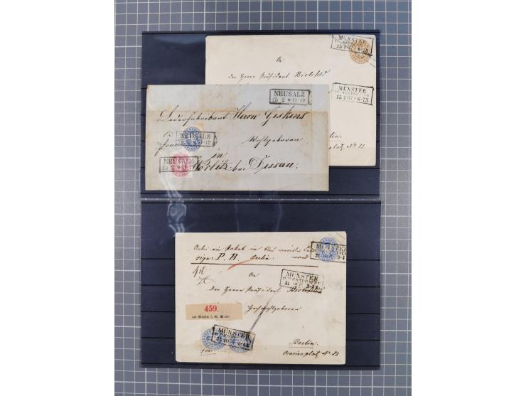 1850/71, ungebrauchter und gestempelte aber Sammlungsbestand in 2 Karteikästen, dabei auch viele Briefe, farbige Stempel, Ein