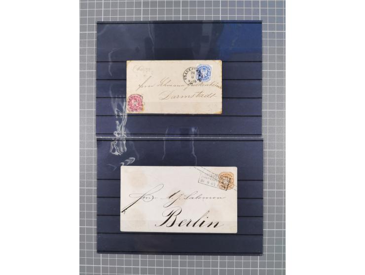 1850/71, ungebrauchter und gestempelte aber Sammlungsbestand in 2 Karteikästen, dabei auch viele Briefe, farbige Stempel, Ein