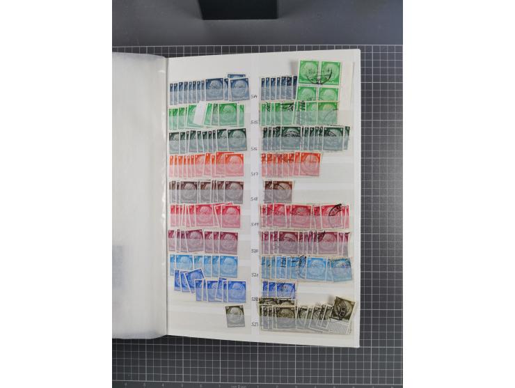 1933/45, Lagerbuch mit ungebrauchten/postfrischen und gestempelten Marken in Mengen bis ca. 10x pro Sorte/Erhaltung. Dabei ab