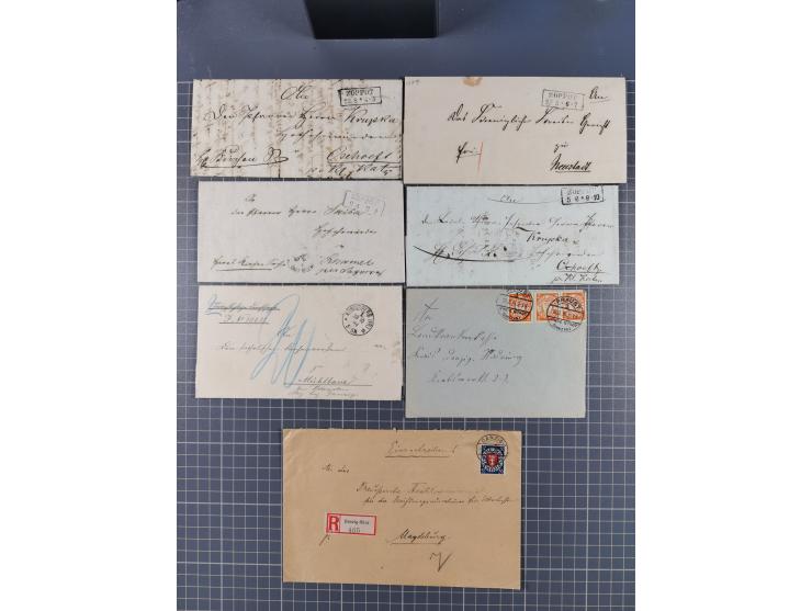 1880/1944(ca.), interessante Partie mit über 700 Briefen und Karten, dabei Vorphila, Brustschilde und Pfennig/Pfennige, außer