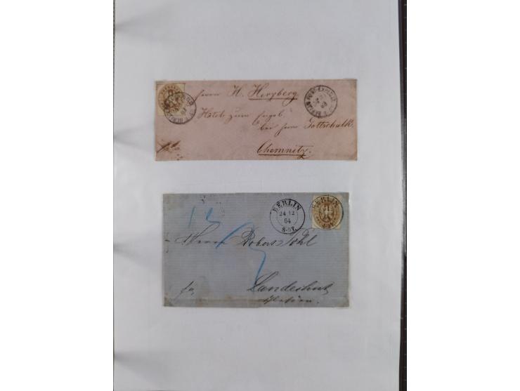 1856/70, kleine Stempel-Sammlung “Berlin” &nbsp;mit über 50 Briefe, GSU und markenlosen Briefen, meist klare Stempel