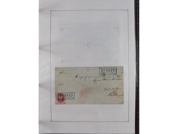 1856/70, kleine Stempel-Sammlung “Berlin” &nbsp;mit über 50 Briefe, GSU und markenlosen Briefen, meist klare Stempel