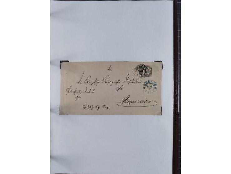 1856/70, kleine Stempel-Sammlung “Berlin” &nbsp;mit über 50 Briefe, GSU und markenlosen Briefen, meist klare Stempel