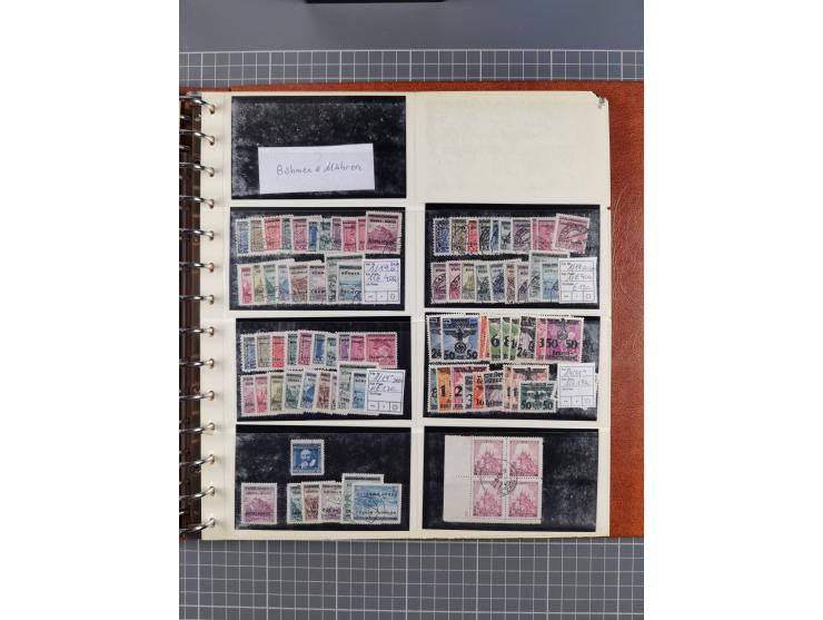 1939/45, ungebrauchter/postfrischer und gestempelter Bestand mit Lagerbuch, Teilsammlungen und Steckkarten. Dabei Sudetenland