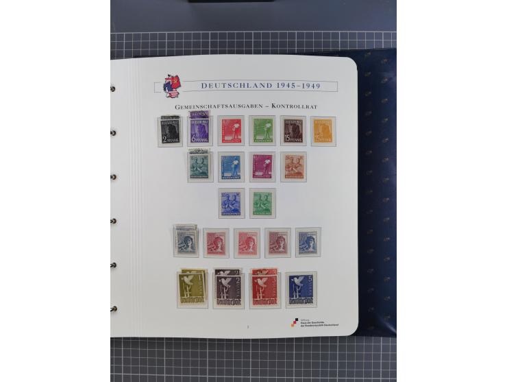 1940/2014(ca.), vorwiegend postfrische Sammlungen, dabei Französische Zone inkl. Mi.-Nr. 46II postfrisch, Bizone Mi.-Nr. 52-6