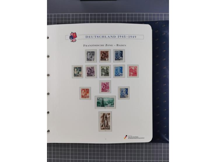 1940/2014(ca.), vorwiegend postfrische Sammlungen, dabei Französische Zone inkl. Mi.-Nr. 46II postfrisch, Bizone Mi.-Nr. 52-6