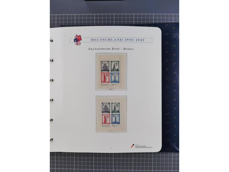 1940/2014(ca.), vorwiegend postfrische Sammlungen, dabei Französische Zone inkl. Mi.-Nr. 46II postfrisch, Bizone Mi.-Nr. 52-6
