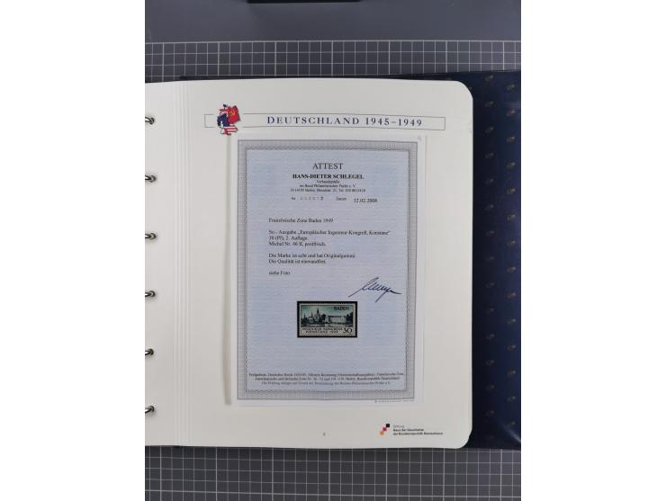 1940/2014(ca.), vorwiegend postfrische Sammlungen, dabei Französische Zone inkl. Mi.-Nr. 46II postfrisch, Bizone Mi.-Nr. 52-6