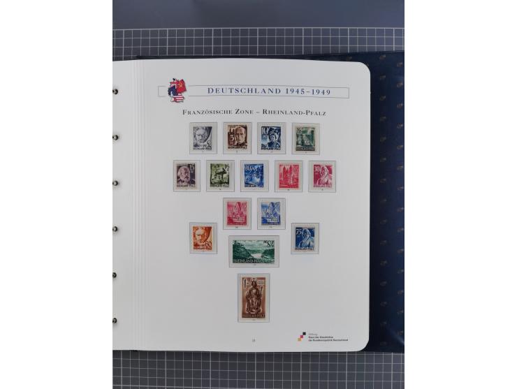 1940/2014(ca.), vorwiegend postfrische Sammlungen, dabei Französische Zone inkl. Mi.-Nr. 46II postfrisch, Bizone Mi.-Nr. 52-6