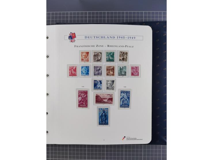 1940/2014(ca.), vorwiegend postfrische Sammlungen, dabei Französische Zone inkl. Mi.-Nr. 46II postfrisch, Bizone Mi.-Nr. 52-6