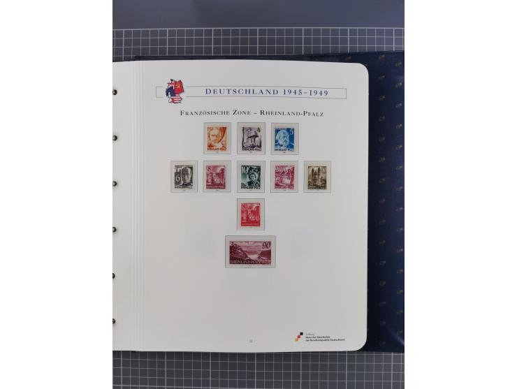 1940/2014(ca.), vorwiegend postfrische Sammlungen, dabei Französische Zone inkl. Mi.-Nr. 46II postfrisch, Bizone Mi.-Nr. 52-6