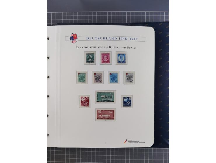 1940/2014(ca.), vorwiegend postfrische Sammlungen, dabei Französische Zone inkl. Mi.-Nr. 46II postfrisch, Bizone Mi.-Nr. 52-6