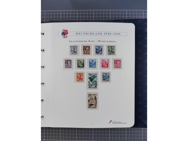 1940/2014(ca.), vorwiegend postfrische Sammlungen, dabei Französische Zone inkl. Mi.-Nr. 46II postfrisch, Bizone Mi.-Nr. 52-6